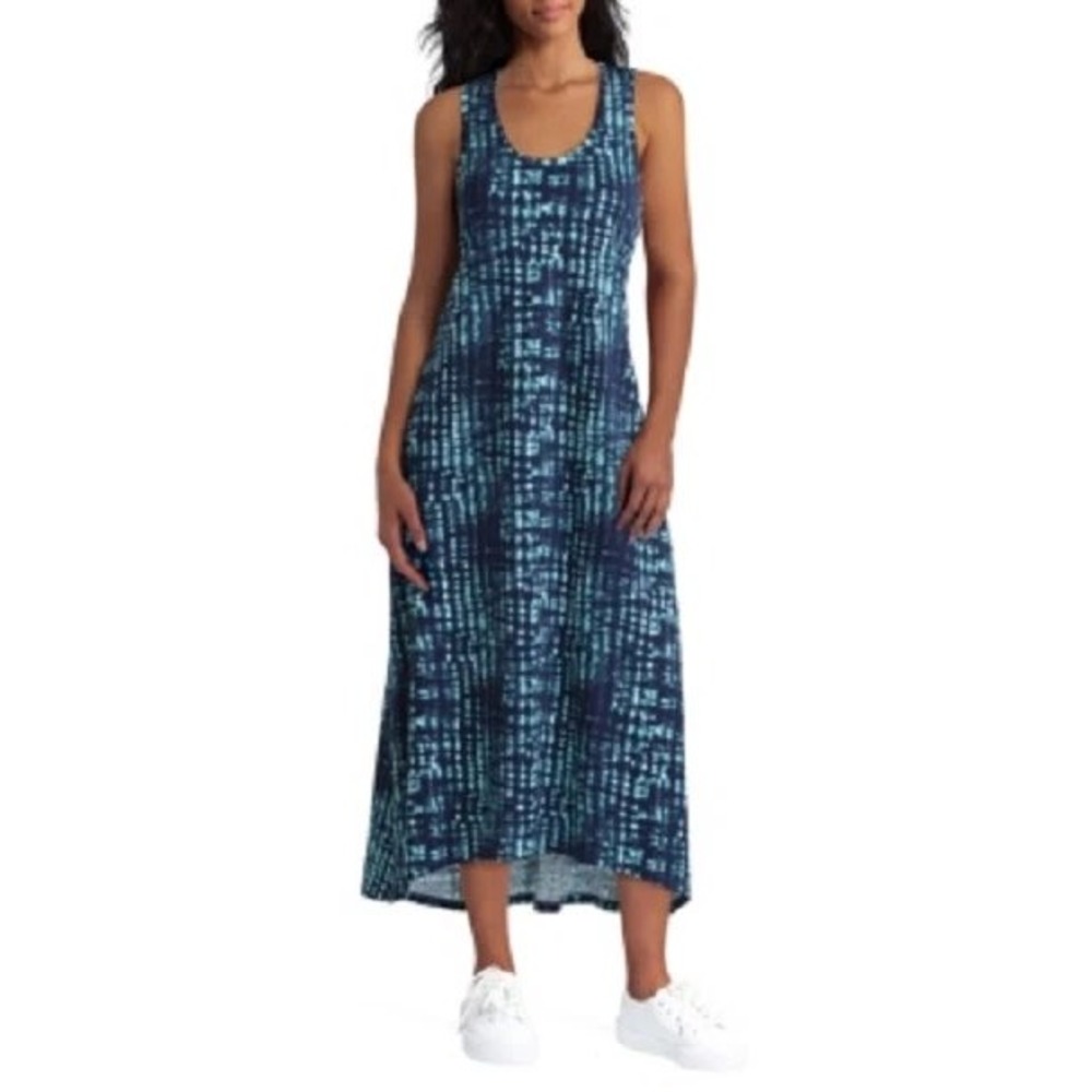 Halston Studio Blue Tie Dye Sleeveless Maxi Dress Medium